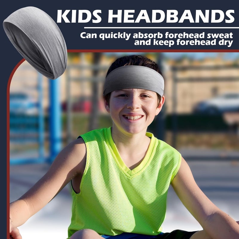 Haull 8 Pcs Sweatbands for Kids Boys Headbands Athletic Baseball Basketball Football Headbands Breathable Elastic Headband for Sports Running Exercise - Image 5